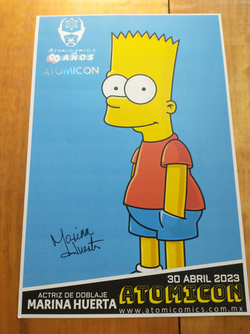 Autógrafo Marina Huerta 2023 Bart The Simpsons